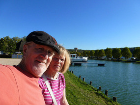 Us, enjoying sun by canal