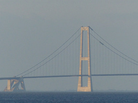 Great belt bridge in reflected sunset