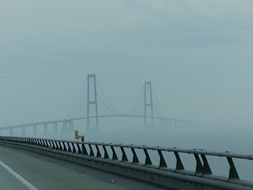 great belt bridge in the mist