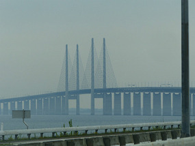 The oresund bridge from Denmark to Sweden