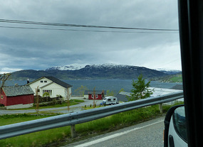 Caravan on fjord