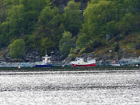 Fishing boats on fjord