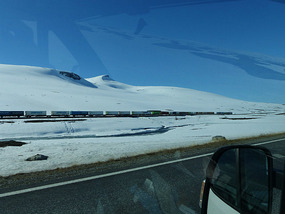 Goods train crossing the Arctic circle