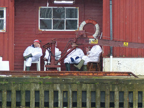 Fag break at Fish processing factory