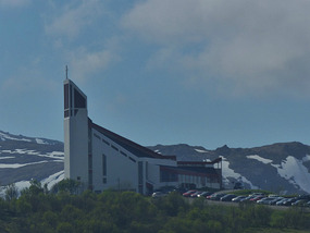 Modern church- full carpark