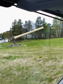 Huge pick axe at mining town