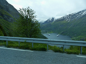 Looking down from road