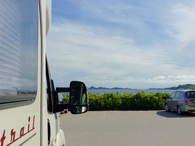 MH parked at the beach
