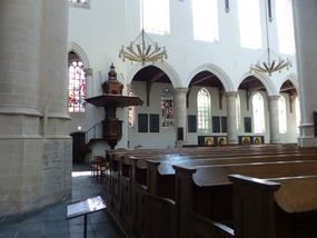 All pews face Pulpit - no obvious altar