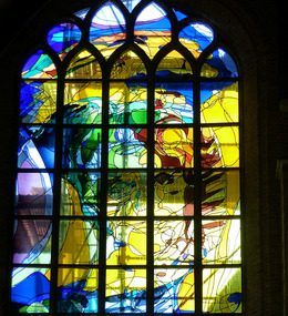Modern abstract stained glass window