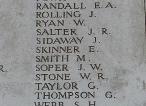 Menin Gate- Ernest Skinner's name