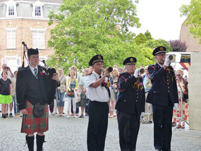 Firemen buglers and piper