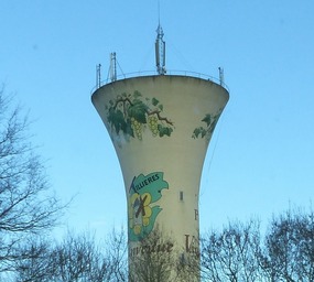 decorated water tower