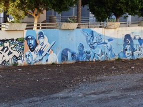 Amazing graffiti by river bed