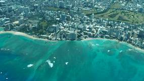 Flying over Honolulu