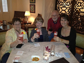 Sal, Sue, Trev & Leesa enjoying a Singapore Sling