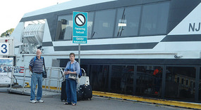 Trevor & Sally waiting to board the Njord
