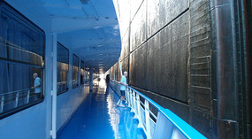 Trevor on deck checking out the lock