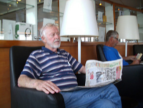 Trev on board the ferry to Ireland