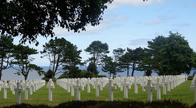 Crosses overlooking beach - American War Cemetery 