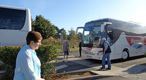 Sal and Trev returning to our Coach after M'Tea