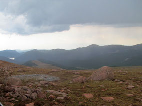Dark clouds ended up being snow on the Peak