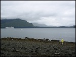 Our Ship Anchored in the Distance