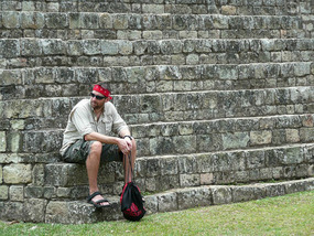 Aaron resting at the ruins