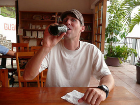Aaron enjoying a cerveza. 