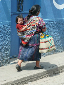 Traditional Mayan woman with her baby