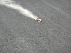 Aaron zooming down the volcano