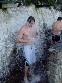 Aaron in Banos' refreshing (freezing) water