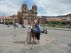 Siblings in Cuzco's Plaza de Armas