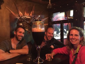 Halfway through our beer tower!