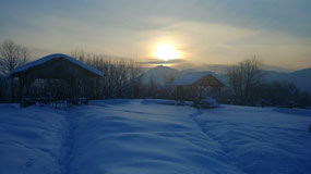 View from the mountain hut at dusk