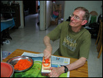 John shredding carrot, slowly