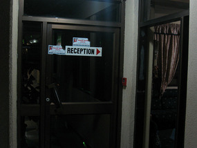 The entrance to the hotel, on the 4th floor of an 