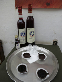 Ginja liqueur in a chocolate cup