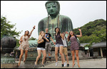 Jumping in front of the Buddha... for some reason!