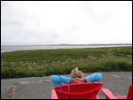 Red Chair with Fort Louisburg in the background