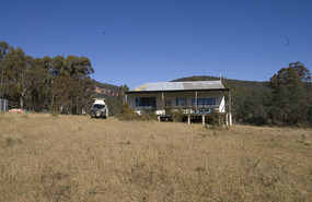 The homestead at Bede's farm with camper parked