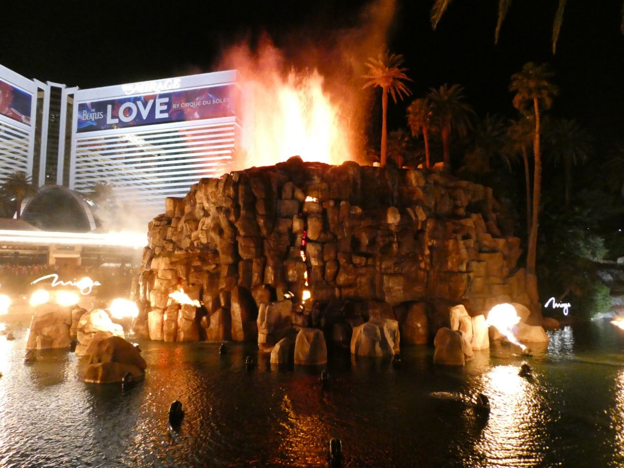 Caesar's Palace and Mirage Volcano