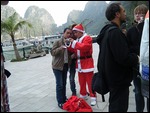 Tour Guide in Santa Outfit