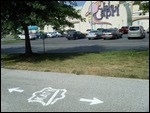Trail marked on pavement in Booneville, Mo