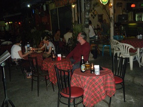 Sidewalk Cafe in Street