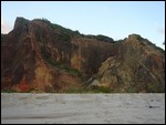 Red beach rocks