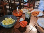 Preparing dinner on the dining table