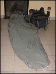 My bed near the tramp for one night