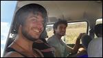 Sandwiched in at the back of the jeep