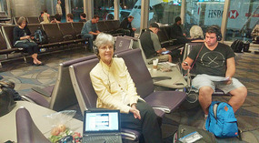 Waiting for our flight to board